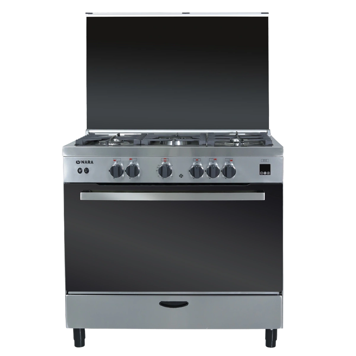 Nara NAXM 9011 / Semi Professional New Gas Cooker 90 cm Cast iron pan support stainless steel with 2 fans