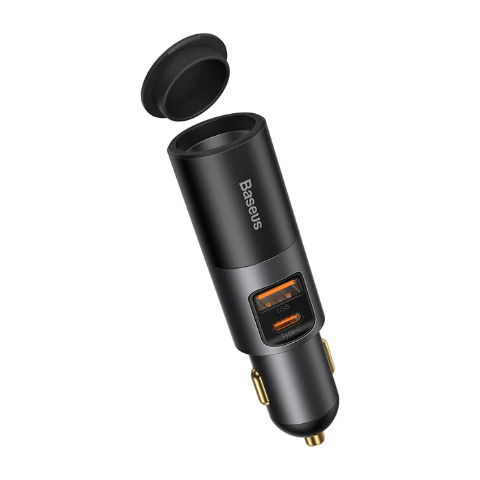 Baseus 120W Car Charger with USB Type-C and Cigarette Lighter Socket