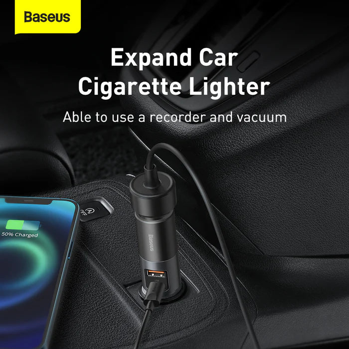 Baseus 120W Car Charger with USB Type-C and Cigarette Lighter Socket