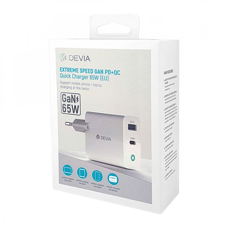 Devia Extreme Speed GaN PD+QC Quick Charger 65W (EU) - White