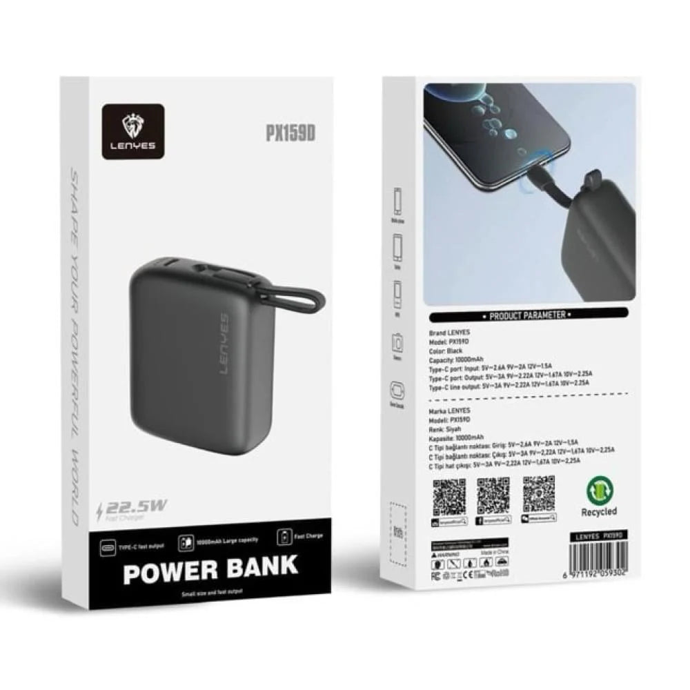 Lenyes PX159D Super Mini Power Bank 10000mAh Fast