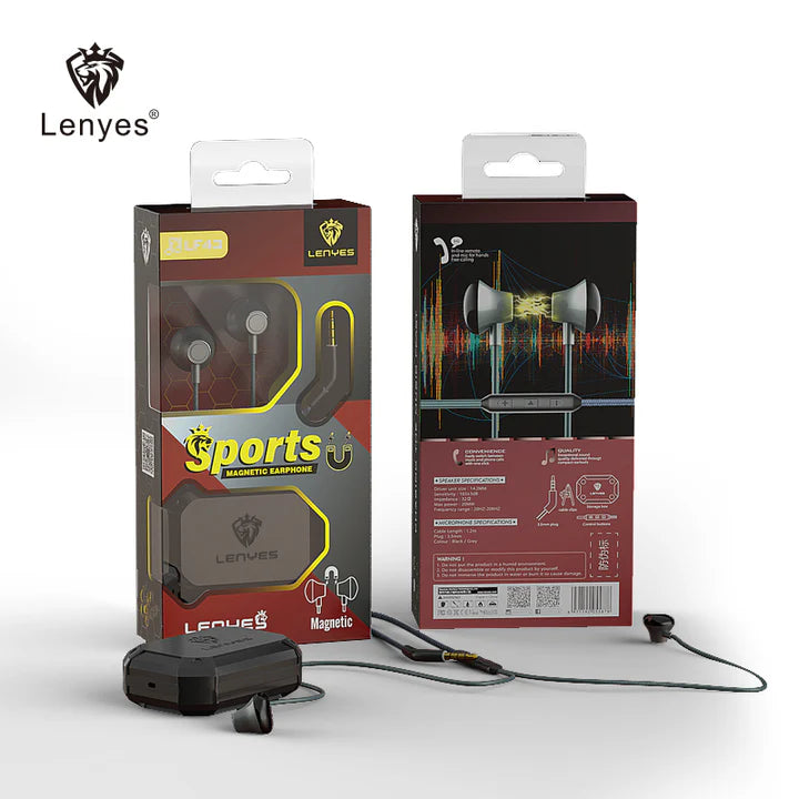 Lenyes LF43 Magnetic Wired Earphones – Stereo Sound & Mic