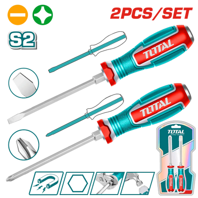 TOTAL Double Head Impact Screwdriver – Flat + Square | TGTST0206