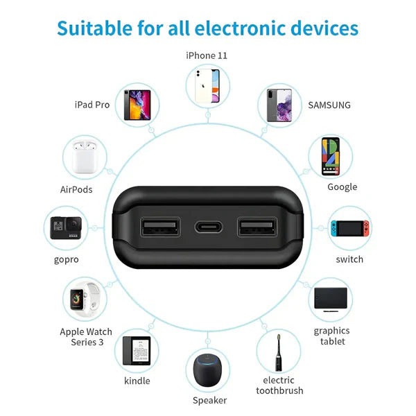 Solar Power Bank 30000mAh with LED Flashlight - Portable Charger