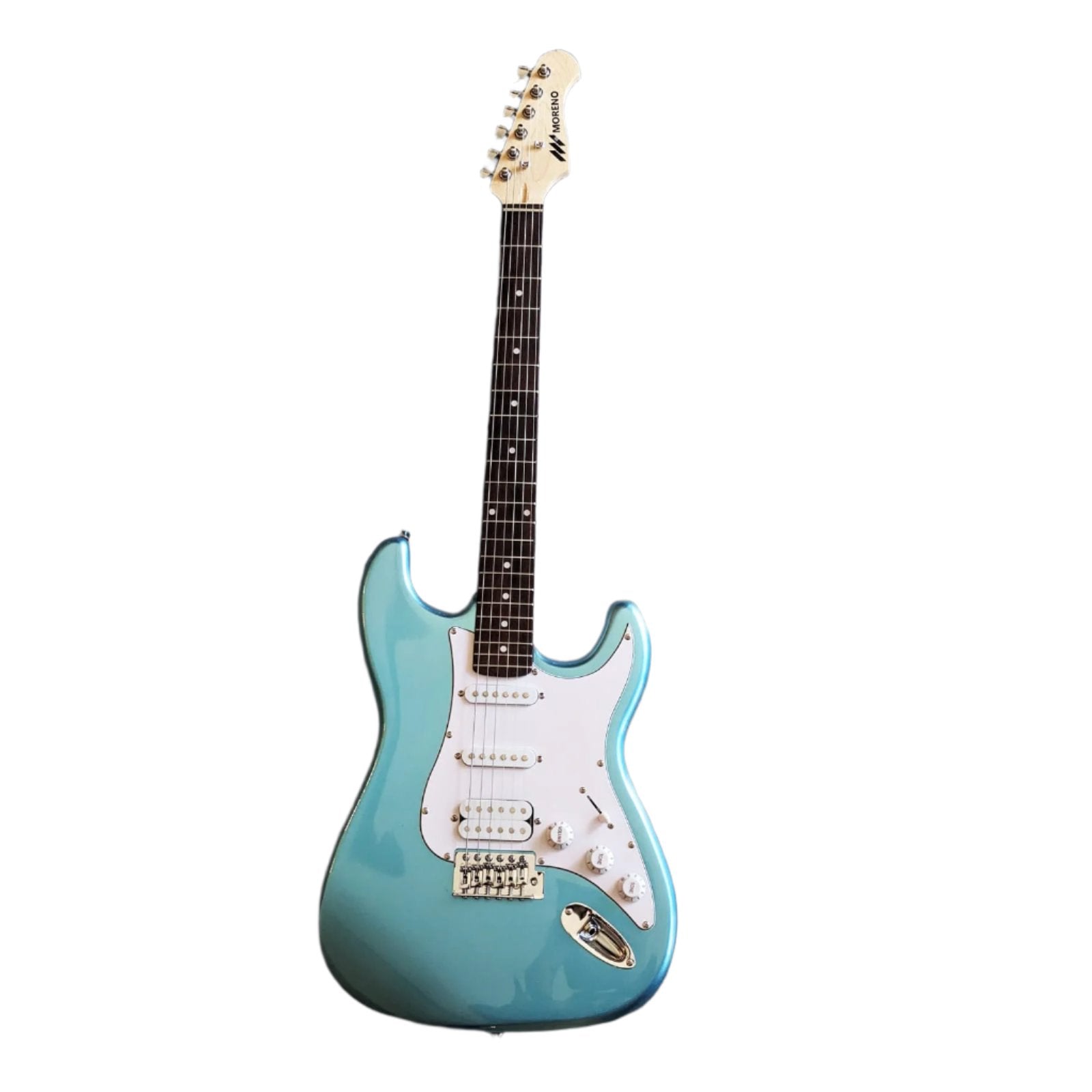 Moreno HSS Metallick Sky Blue Electric Guitar with padded bag / Cable and 3 picks