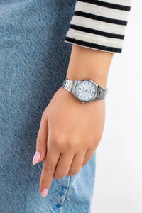 Casio Simple Silver St.Steel Blue Dial For Women LTP-V005D-2B3