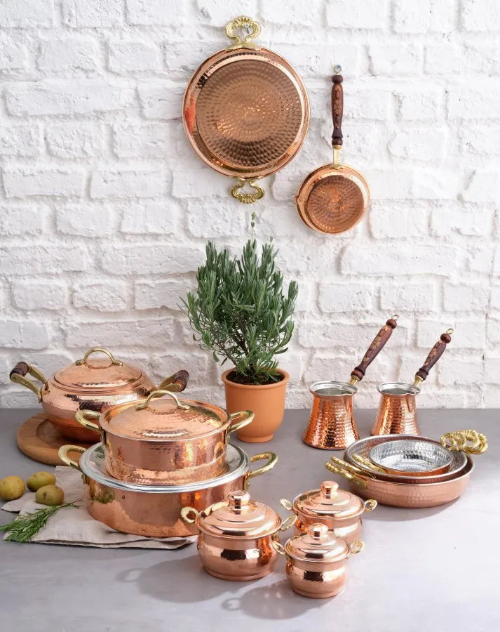 KARACA Mesopotamia Copper Shallow Casserole with Lid, 20cm