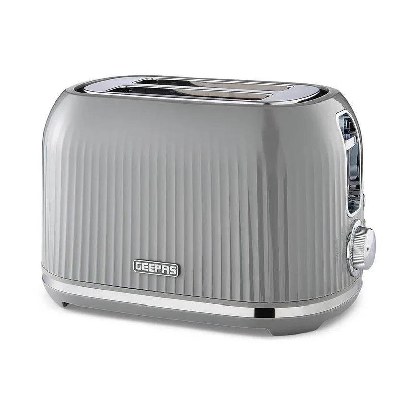 Geepas Fluted 2-Slice Toaster, 6 Browning Levels, Grey GBT36558UK-GR