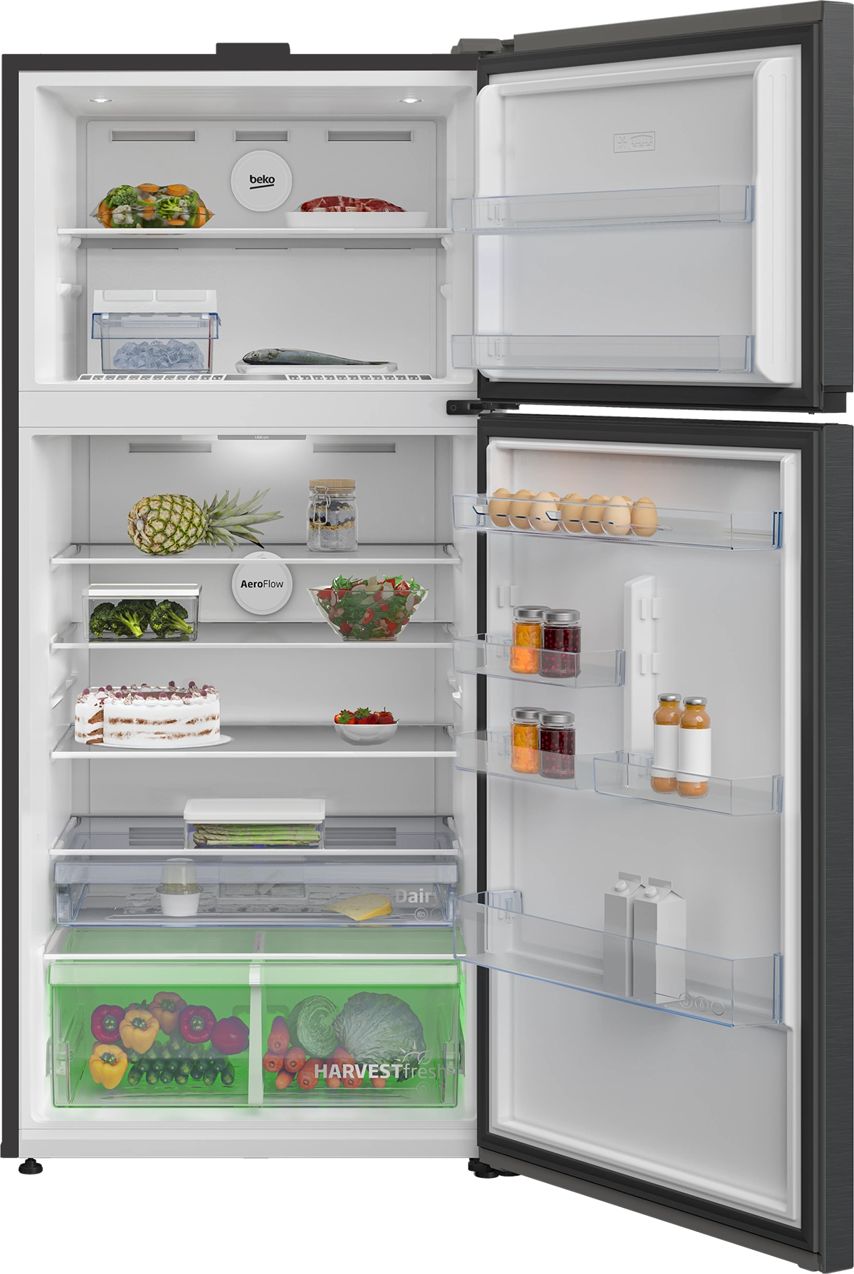 Beko Refrigerator Manhattan Gray 630 L Inverter with Screen A+ | RDNE710E40SXBR