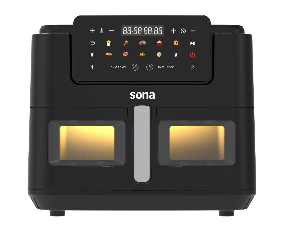Sona 10L Air Fryer 2600W Black with Transparent Divider