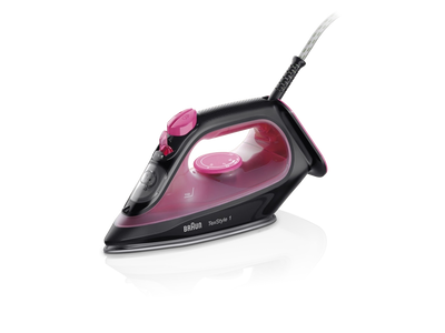 Braun TexStyle 1 Steam Iron 2000W 220ml SuperCeramic Soleplate Lightweight – Black & Violet (SI1070PU)