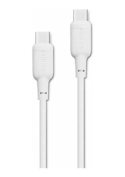 كابل Philips USB-C إلى USB-C 60W 1 متر – أبيض