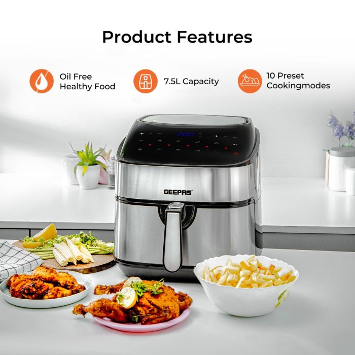 Geepas Digital Air Fryer 7.5L with VORTEX Technology