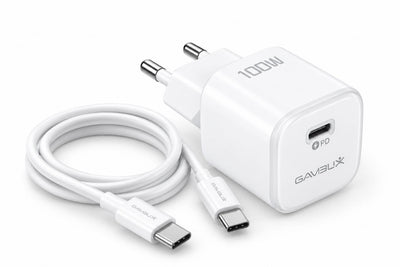 GAMBLIX Volt 100 100W GaN USB-C Fast Charger with USB-C Cable – White
