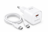 جامبليكس Volt 30 شاحن سريع USB-C بقدرة 30 واط وتقنية PD مع كابل – أبيض