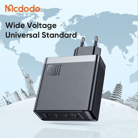 Mcdodo 4 Port 100W GaN Fast Charger EU Plug with Type C Cable - Black