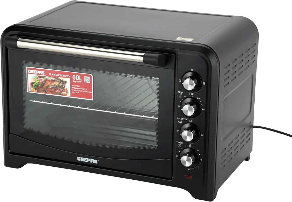 Geepas 2200W 60L Electric Oven with Rotisserie & Convection, Silver GO4401