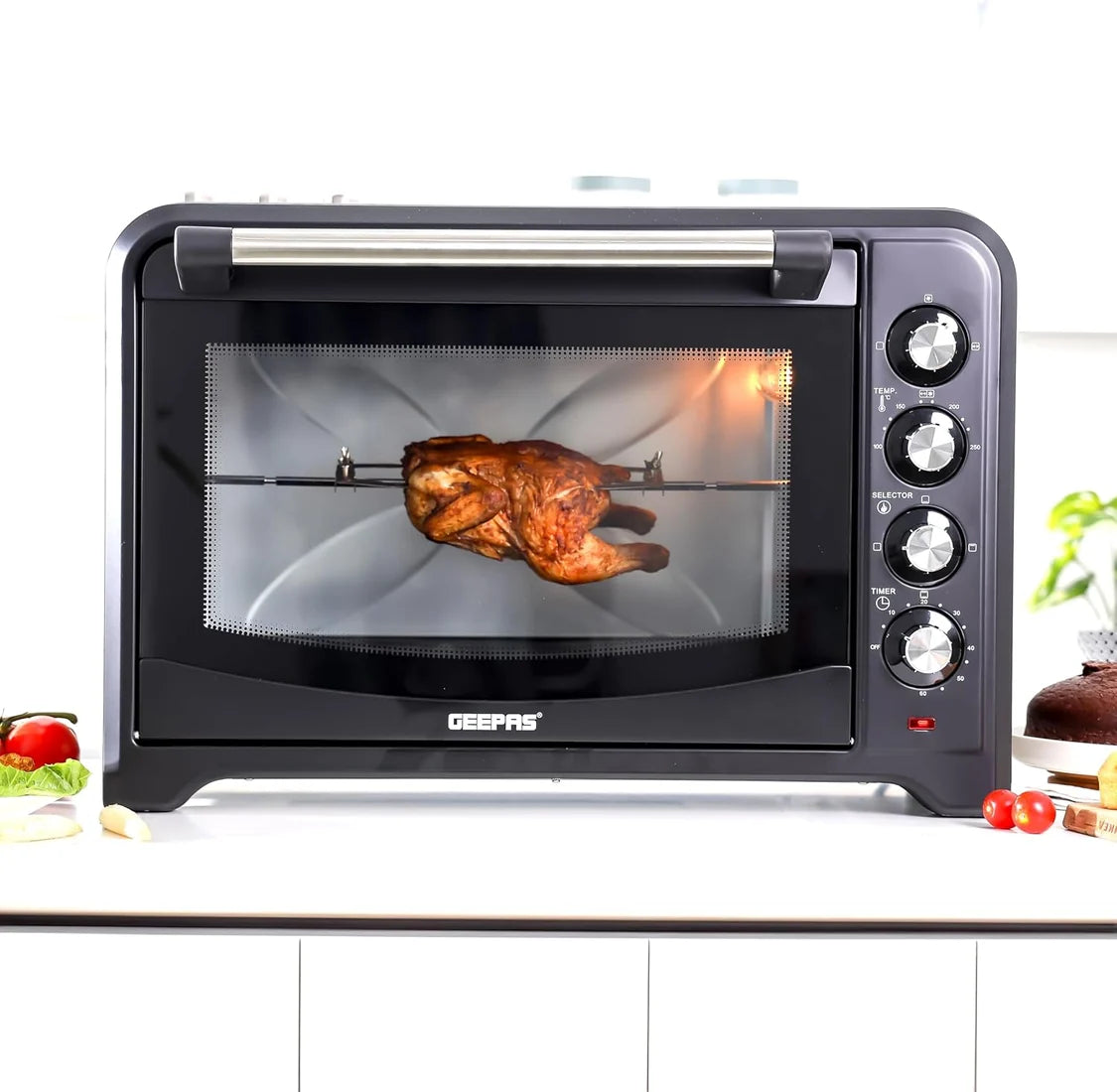 Geepas 2200W 60L Electric Oven with Rotisserie & Convection, Silver GO4401