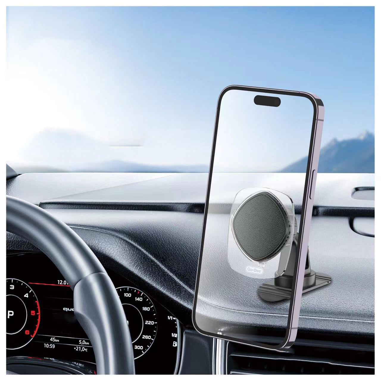 Go Des 360 Degree Rotatable Magnetic Flat Floor Car Phone Holder