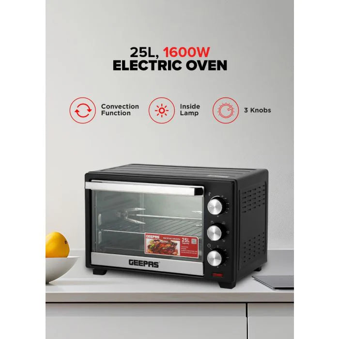 فرن كهربائي Geepas 25 لتر 1600 واط مع شواية Rotisserie