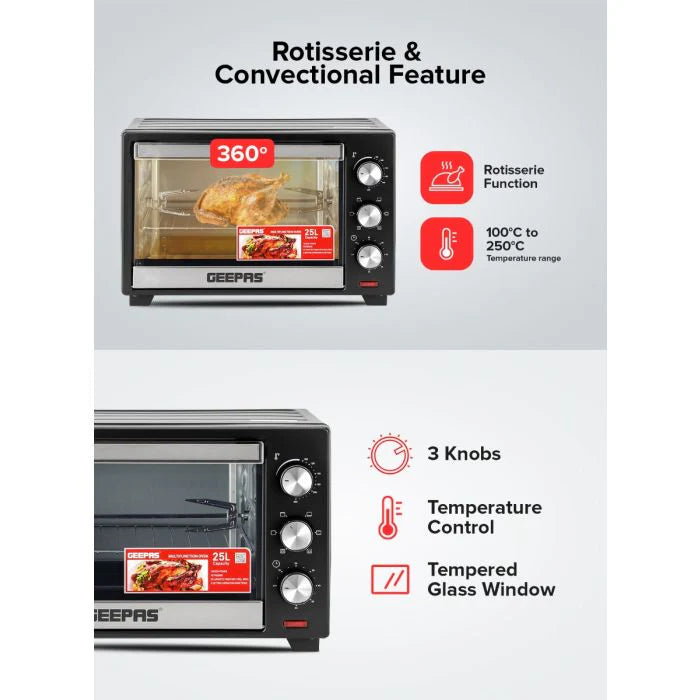 فرن كهربائي Geepas 25 لتر 1600 واط مع شواية Rotisserie