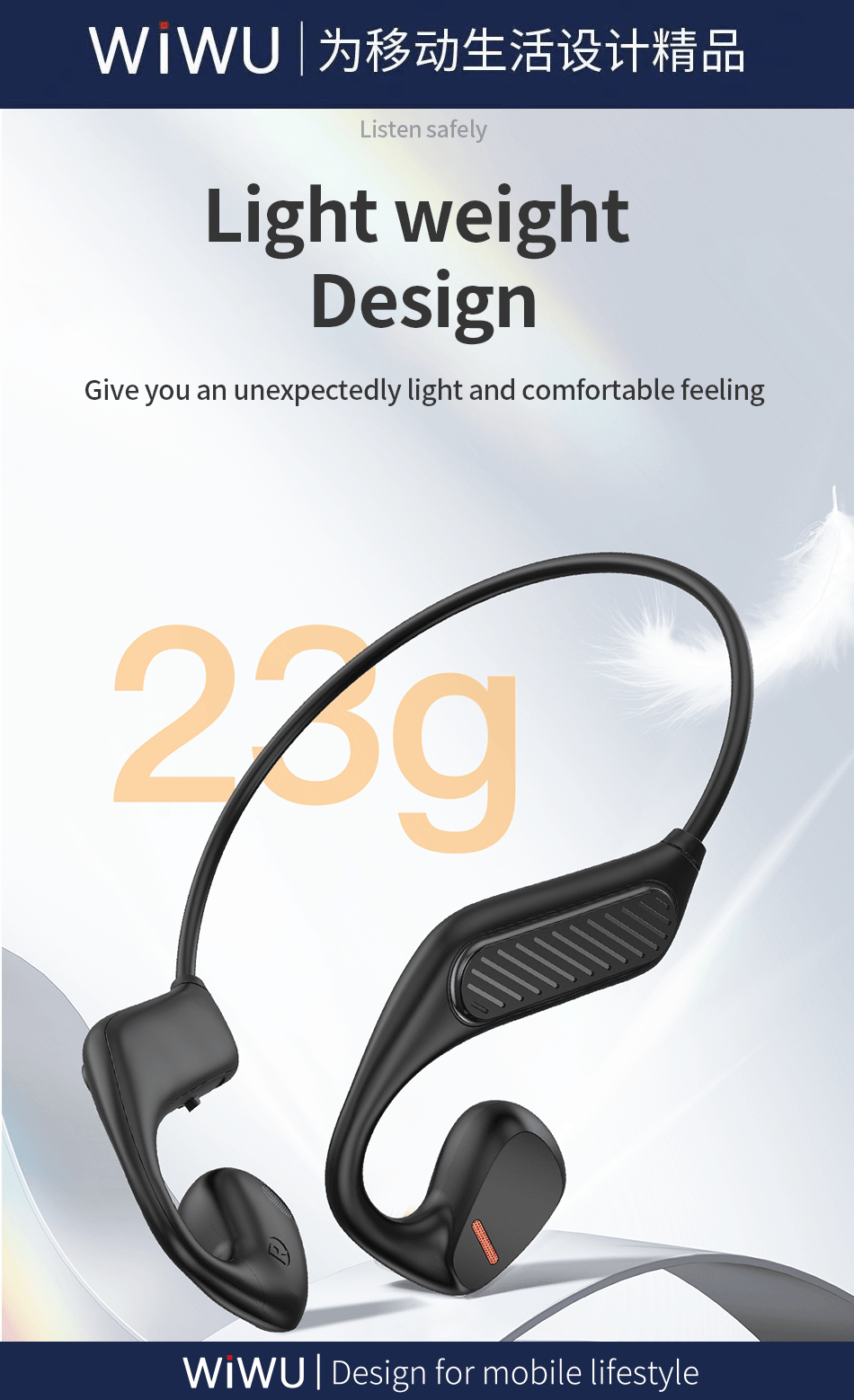 Wiwu Q1 Air Conduction Wireless Headset - Black