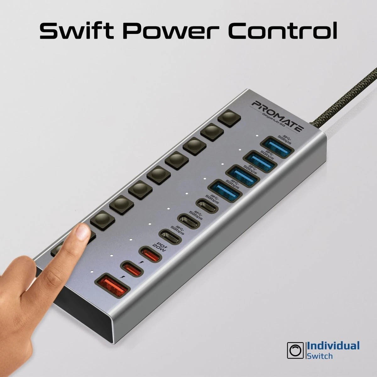 Promate GegaHub-5G 10-in-1 USB-C Multiport Hub with 5Gbps Data Transfer