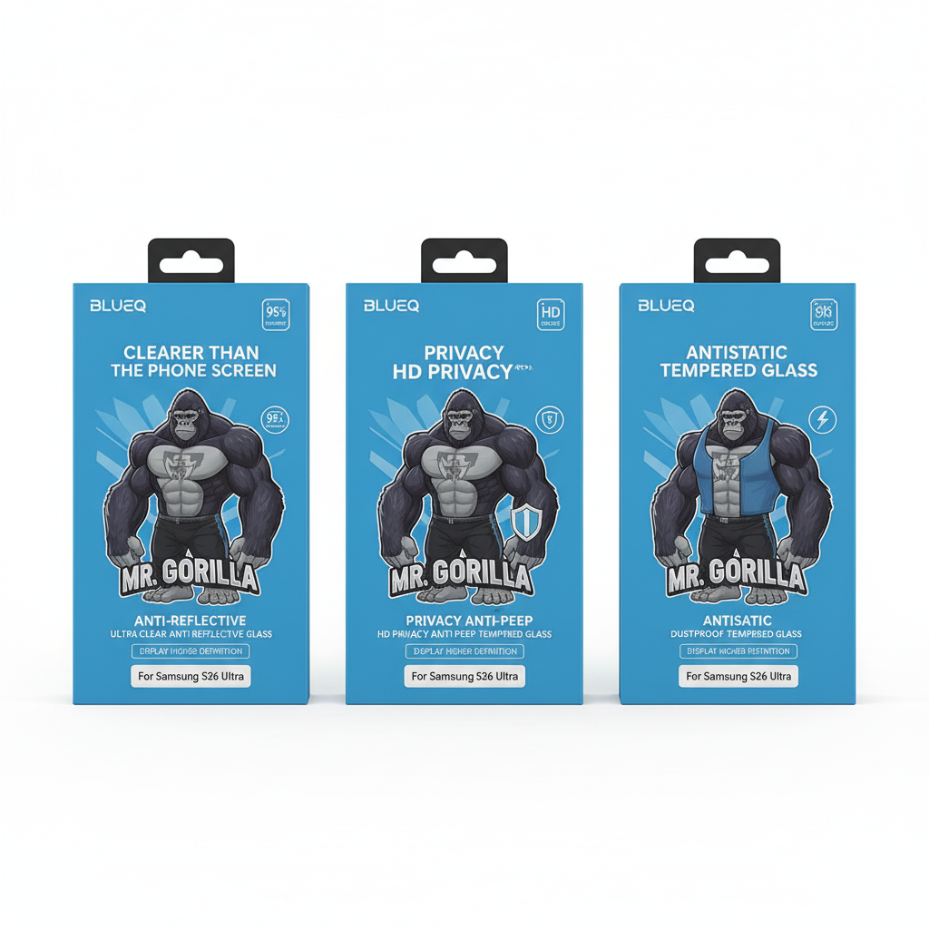 Blueq Screen Protector for Samsung S26 Ultra with white background