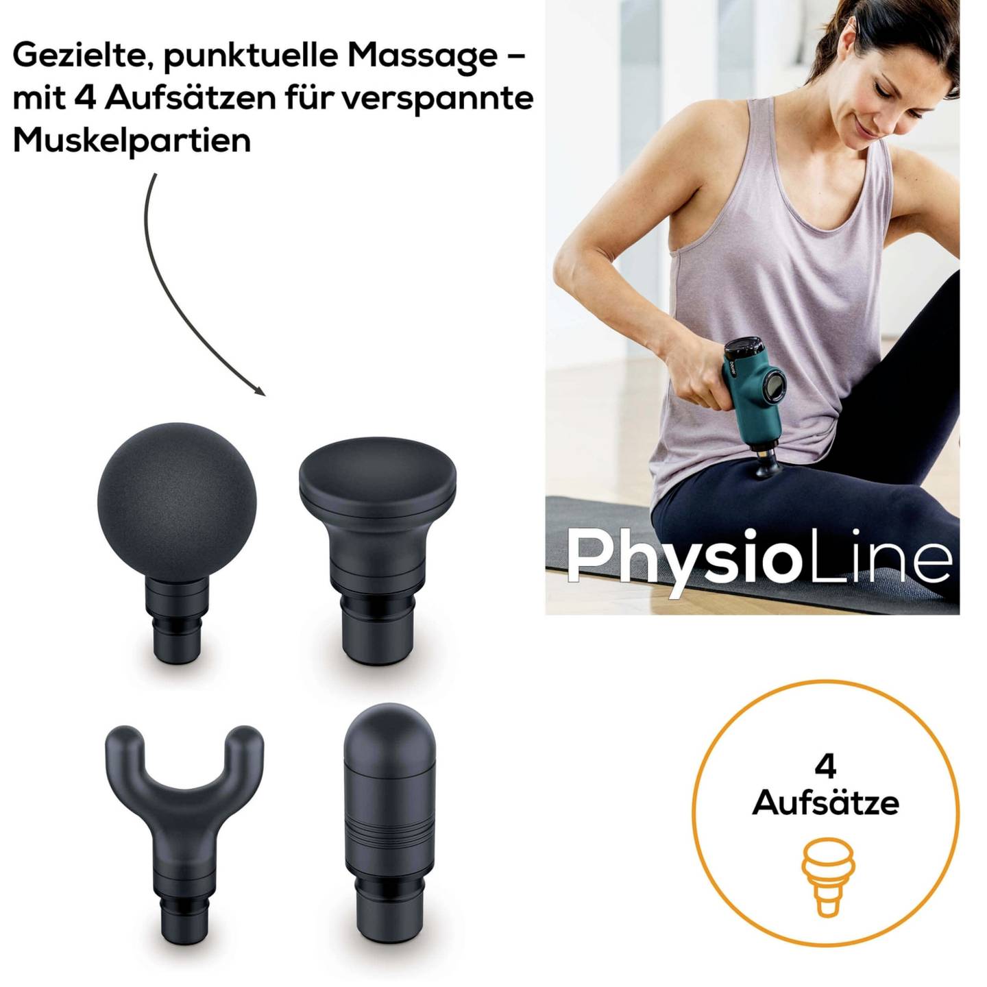 Beurer Compact Massage Gun - 5 Speeds, 4 Attachments