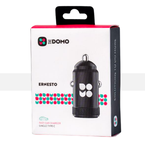 DOMO ERNESTO Single USB-C Fast Car Charger Black