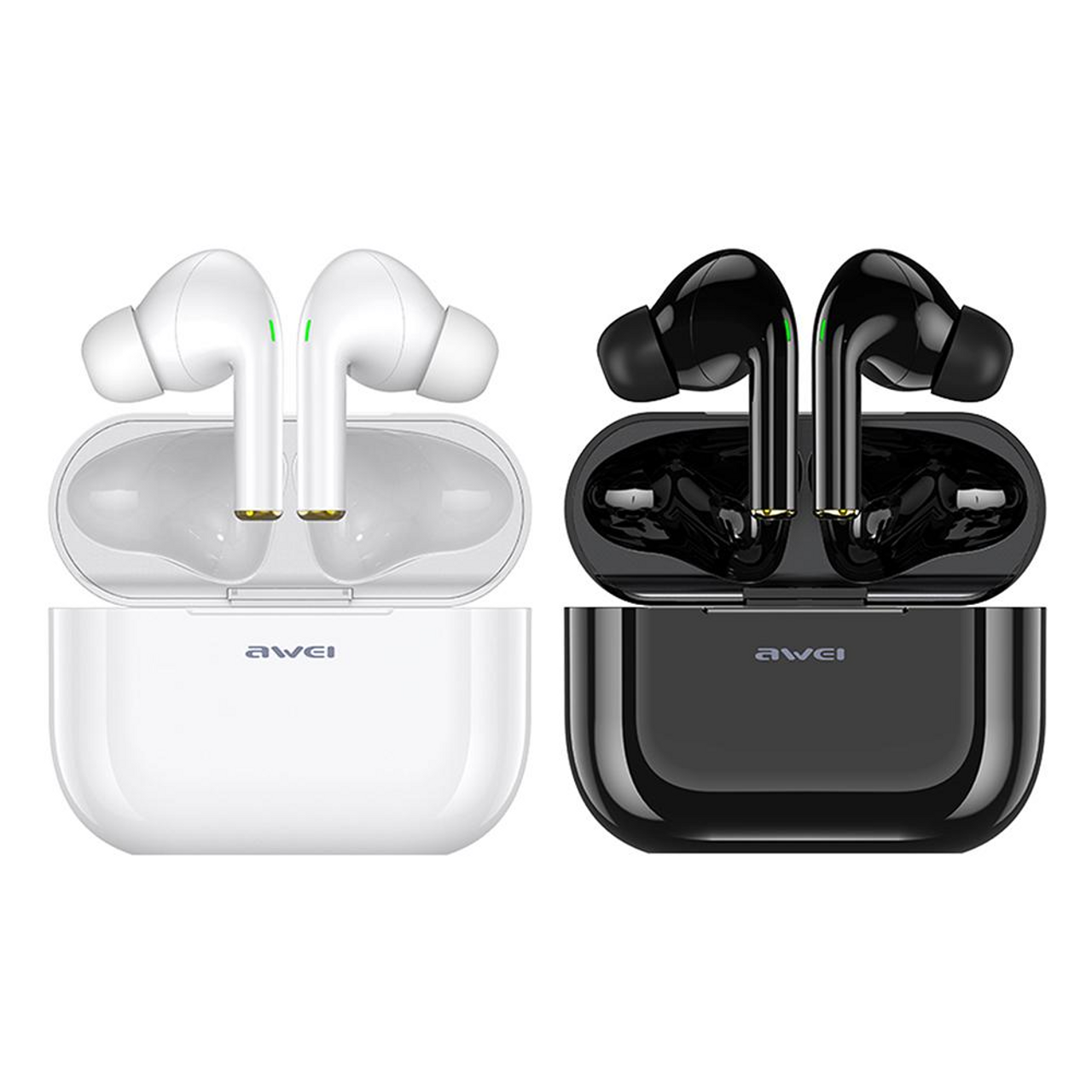 AWEI True Wireless Bluetooth Earphones with Mic and Charging Case - Black