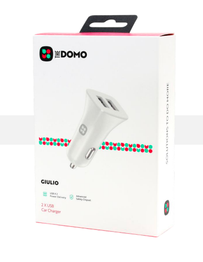 DOMO GIULIO Dual USB Car Charger White