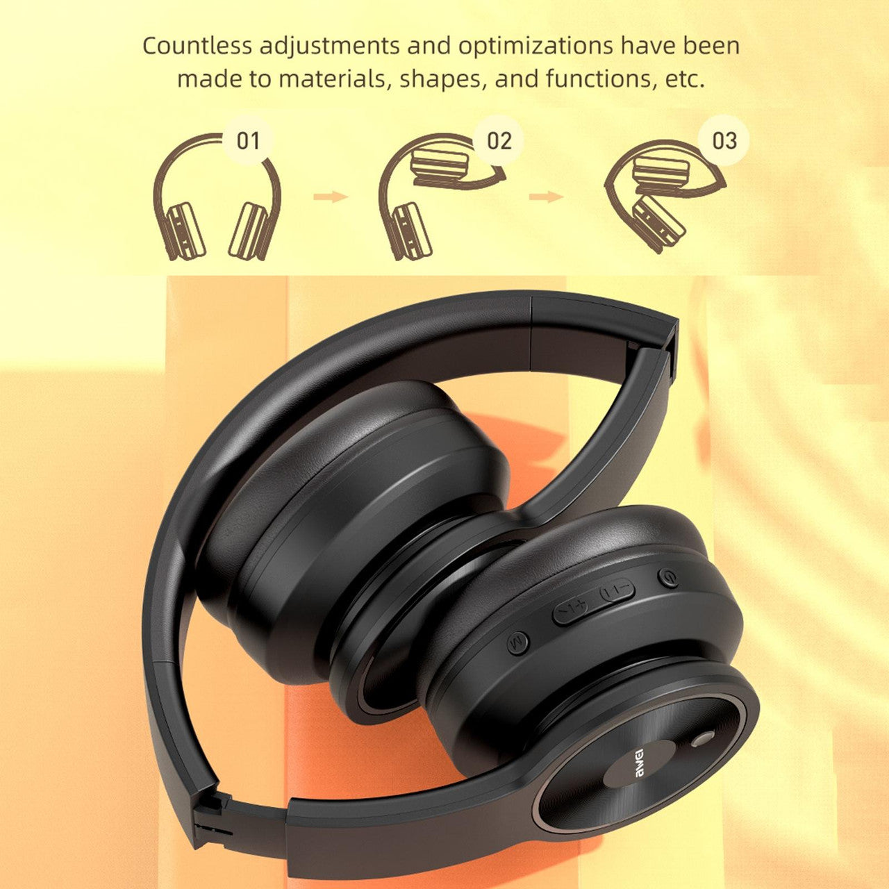 Awei Foldable Wireless Bluetooth Headphone - Black