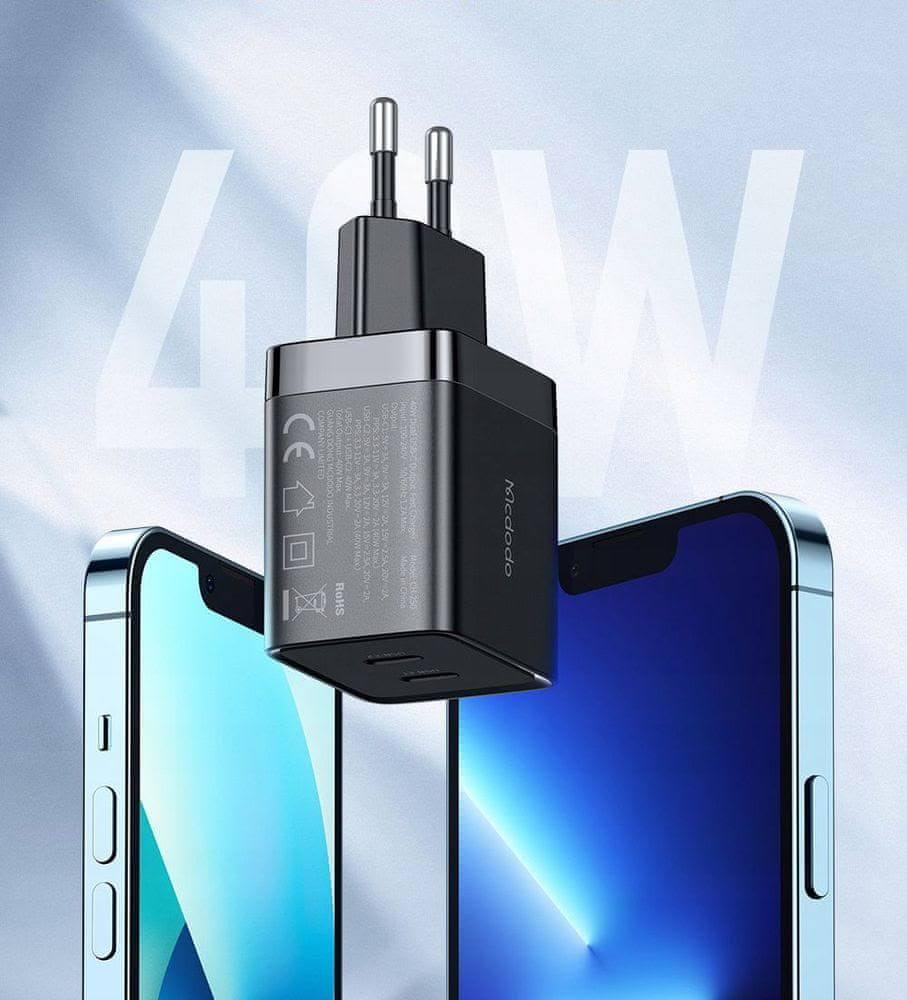 Mcdodo 40W Dual Type C Charger EU Plug - Black