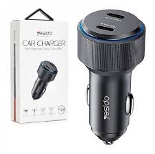 Yesido Car Charger 60W - Aluminum Dual Type-C Fast Charger