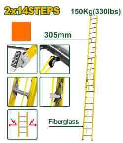 JADEVER 7.9m Fiberglass 2-Section Extension Ladder - JDLD0928