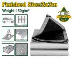 JADEVER 3x3m Heavy-Duty Polyethylene Tarp, 180gsm - JDTQ8033