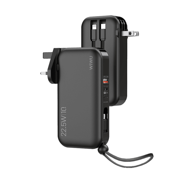 Wiwu 3 in 1 Wall Charger 10000mAh Power Bank - Black