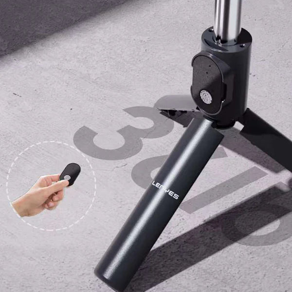 Lenyes LPH101 Tripod & Selfie Stick with Ring Light – Black