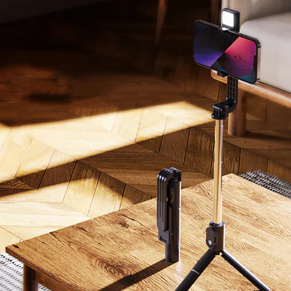 Lenyes LPH101 Tripod & Selfie Stick with Ring Light – Black