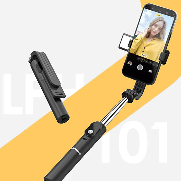 Lenyes LPH101 Tripod & Selfie Stick with Ring Light – Black