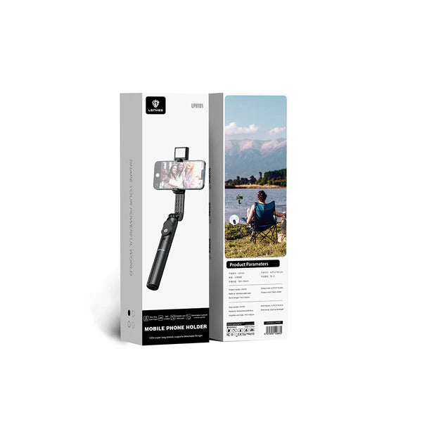 Lenyes LPH101 Tripod & Selfie Stick with Ring Light – Black