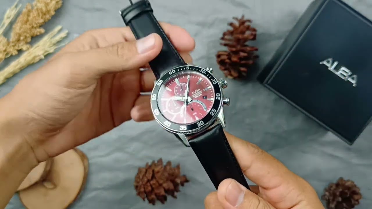 Alba AM3899X1 Men's Chronograph Watch – 45mm Red Dial