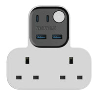 Momax Charge Work Flow T-Shaped Extension | 2 AC & 4 USB Ports -UK