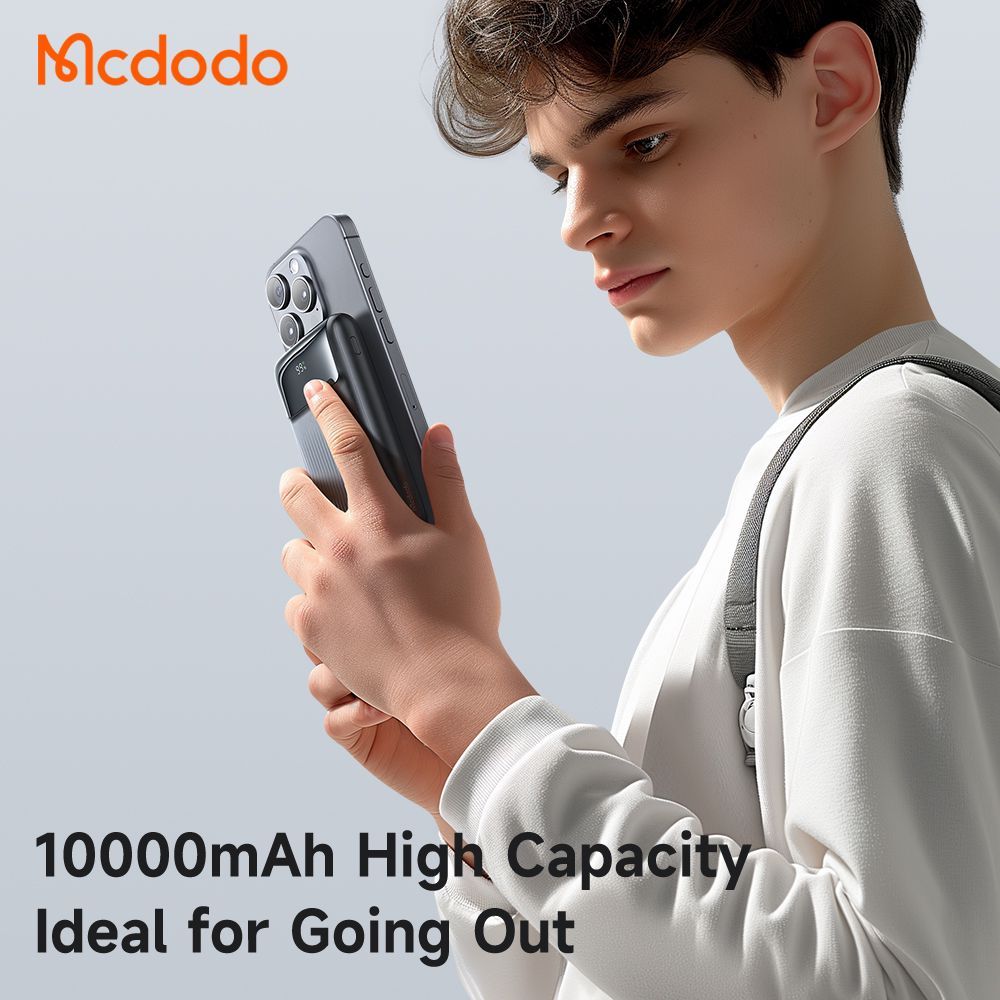 Mcdodo 10000mAh 33W Power Bank with Built in Cables Digital Display - Black