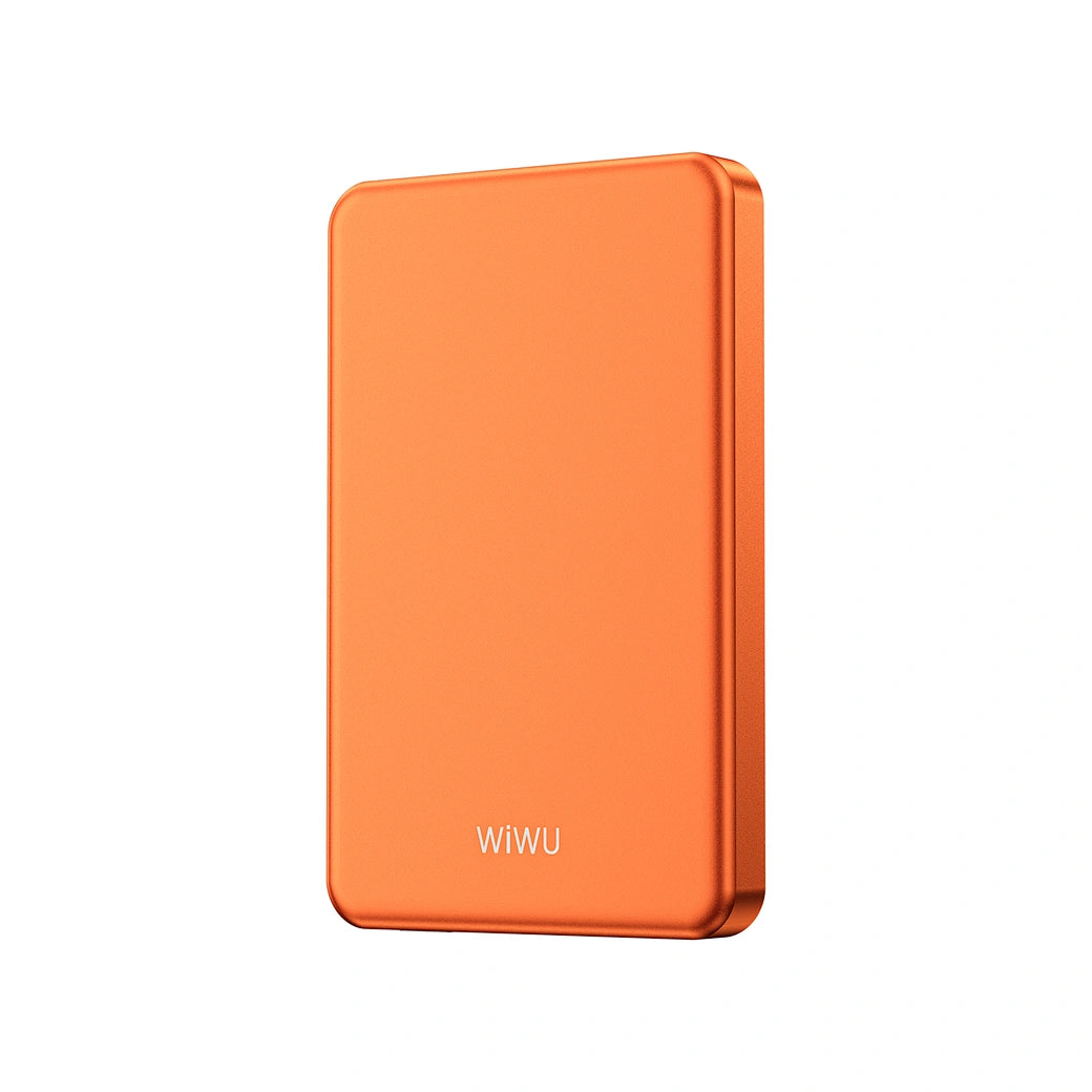 WIWU Ultra Thin Magnetic Power Bank 5000mAh P15 - 15W Wireless Charging (Orange)