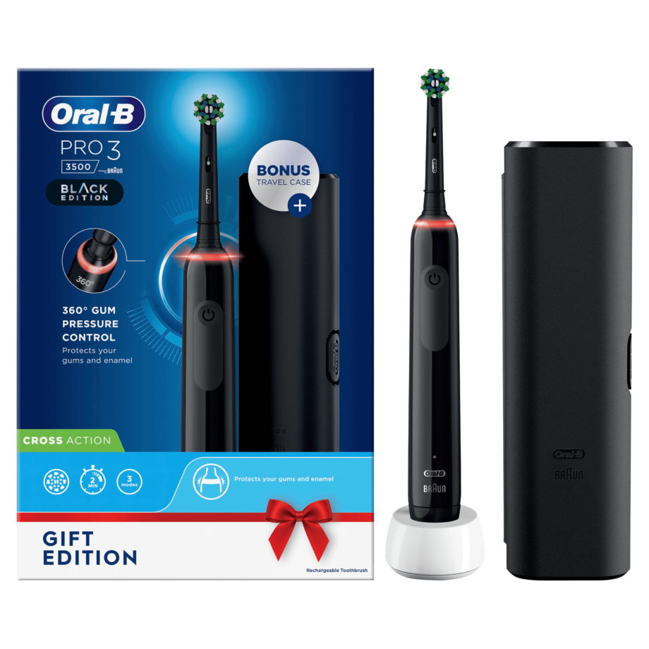 Oral-B Pro 3 3500 Electric Toothbrush With 3 Modes & Case - Black