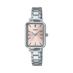 Casio LTP-V009D-4E Women's Rectangular Petite Stainless Steel Pink Dial Dress Watch