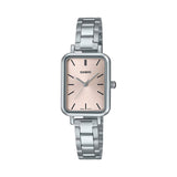 Casio LTP-V009D-4E Women's Rectangular Petite Stainless Steel Pink Dial Dress Watch