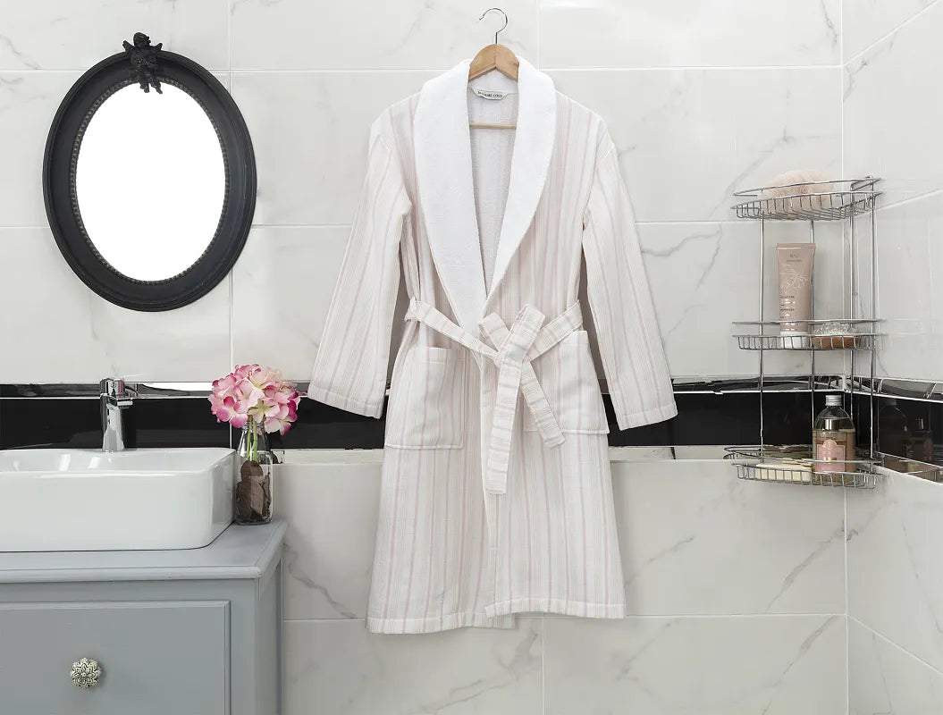 Madame Coco Carlotta Shawl Collar Bathrobe – Soft Robe in Powder & Mint